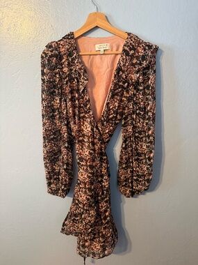 Paris atelier Free People Pink Floral Wrap Dress